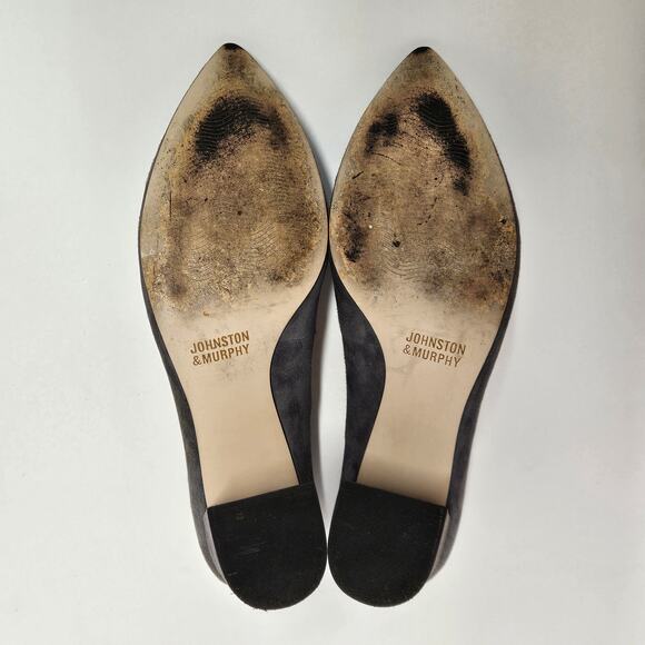 Gray Suede Johnston & Murphy Wrapped Block Heel Pointy Toe Pumps Size 8M - Picture 8 of 9